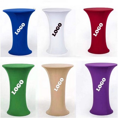 30 x 43" Spandex Cocktail Table Cover, Custom Printed Table Cover With Round Plate