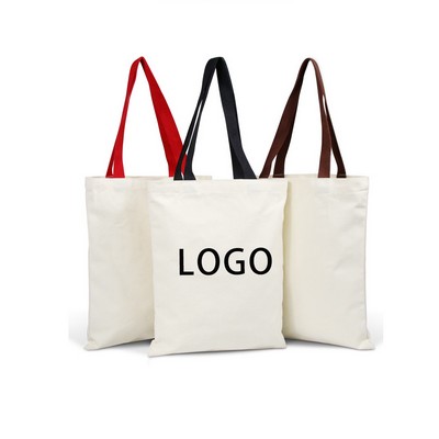 Reusable Canvas Tote Bag with Color Handle